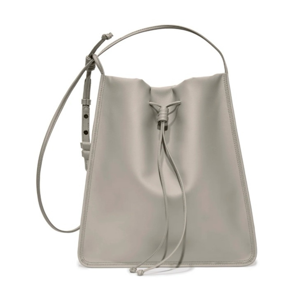 Von Holzhausen Minimalist Drawstring Shoulder Bag in Light Gray NWOT